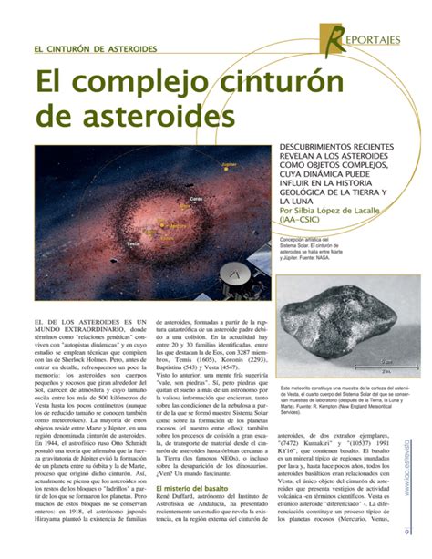 El Complejo Cintur N De Asteroides