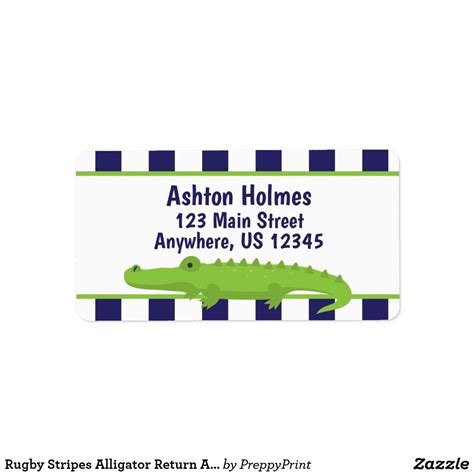 Rugby Stripes Alligator Return Address Labels Zazzle Address Label Stickers Return Address