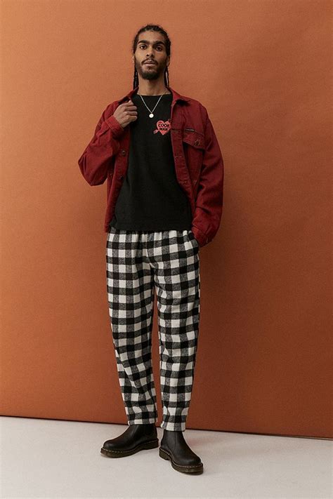 Cookman Uo Exclusive Buffalo Check Chef Pants Urban Outfitters Uk