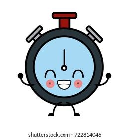 Clock Timer Isolated Cute Kawaii Cartoon Stock Vector Royalty Free