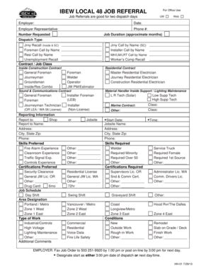 Fillable Online Employer Job Referral Order Form Ibew Local Fax