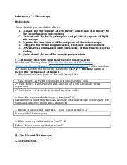 Lab 1 Microscopy Write Up Docx Laboratory 1 Microscopy Objectives