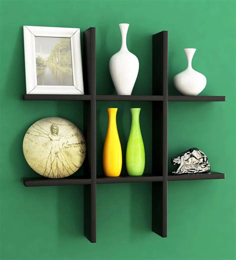 Buy Engineered Wood Wall Shelf In Black Colour By Home Sparkle At