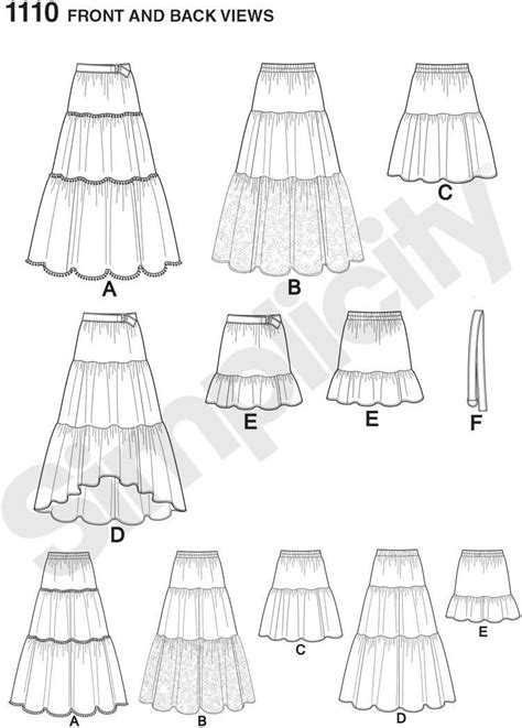 Simplicity 1110 Tiered Skirt Sewing Pattern For Women Sizes Xxs Xxl