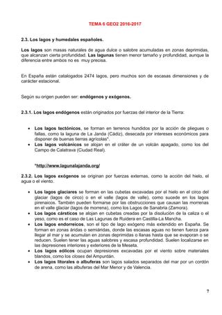 Tema 6 Geografía 2º Bachillerato Las aguas y la red hidrográfica PDF