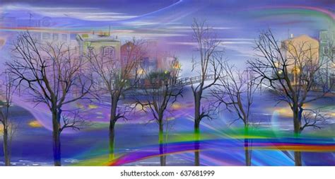 Seven Naked Trees Morning Town ภาพประกอบสตอก 637681999 Shutterstock