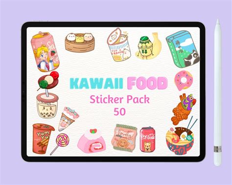 Digital Kawaii Food Stickers PNG Japanese Cute Stickers Etsy