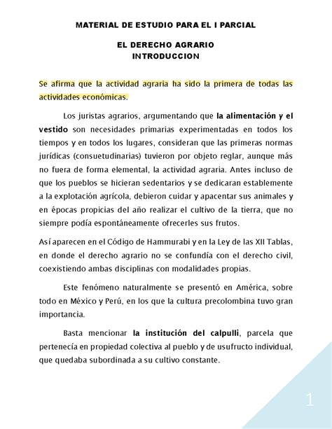 Material Er Parcial Der Agrario El Derecho Agrario Introduccion Se