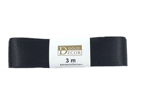 Premium Satinband schwarz 25 mm breit 3 m Strängchen günstig kaufen