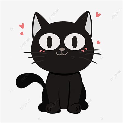 A Black Cat With Big Eyes And Hearts On Its Forehead Cartoon