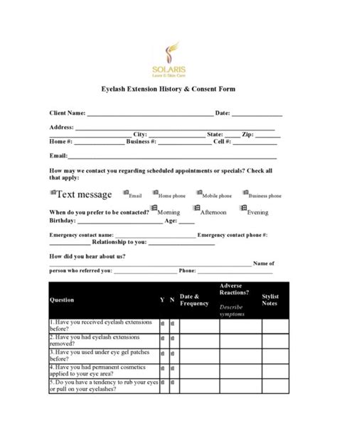 40 Printable Eyelash Extension Consent Forms 100 Free