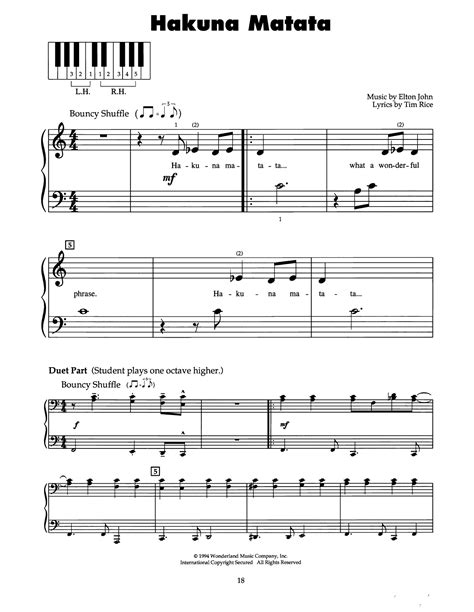 Hakuna Matata From The Lion King By Elton John Sheet Music For