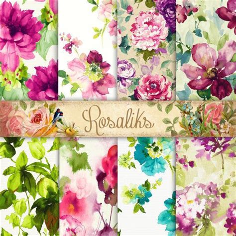 Watercolor Floral Floral Paper Digital Paper Pack Floral Pattern