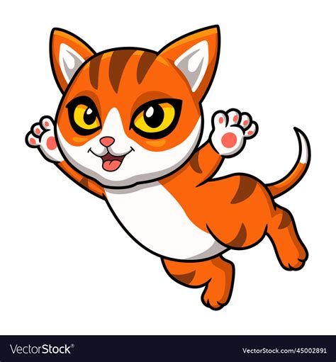 Cute Orange Tabby Cat Cartoon Flying Royalty Free Vector