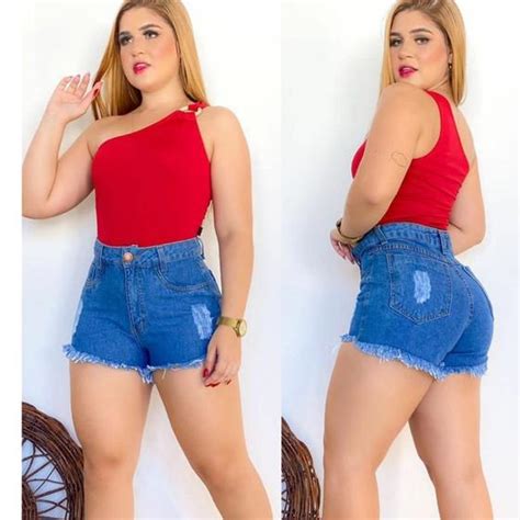 Shorts Jeans Luxo Feminino Cintura Alta Hot Pants Claro Desfiado Na