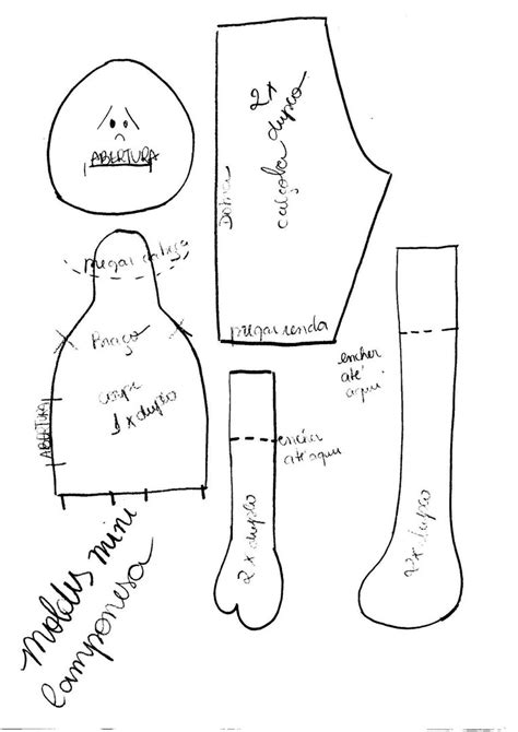 Boneca De Pano Moldes Feltro E Moldes Para Artesanato
