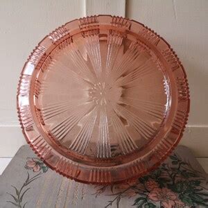 French Vintage Pink Pressed Glass Bowl Salmon Pink Serving Bowl Etsy