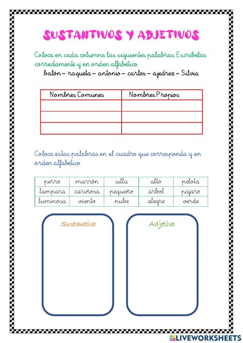 Sustantivos Y Adjetivos Activity For Segundo Sustantivos Y Ad Nbkomputer