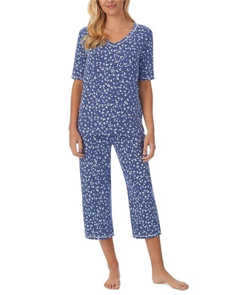 Cuddl Duds Printed Elbow Sleeve Top And Capri Pants Pajama Set And Reviews