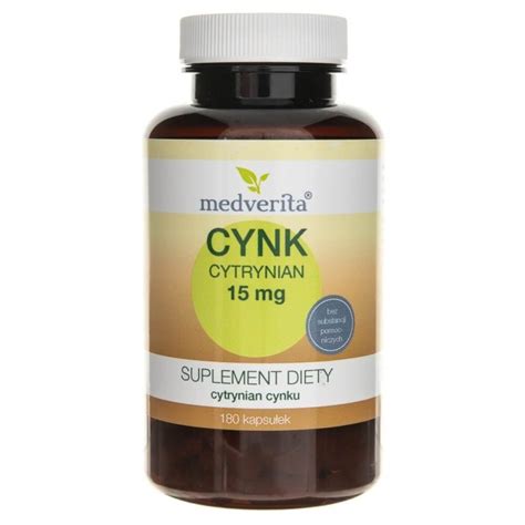 Medverita Cynk Cytrynian 15 mg 180 kapsułek