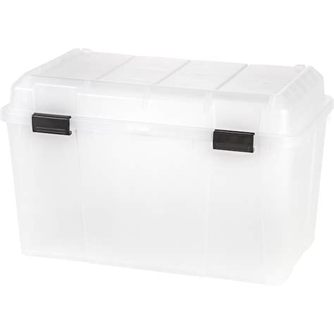 Iris Large 345 Gallons 138 Quart Clear Tote With Hinged Lid In The