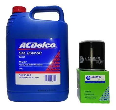 Aceite Acdelco 20w50 Galón 3 78 Litros Filtro Aceite Envío gratis