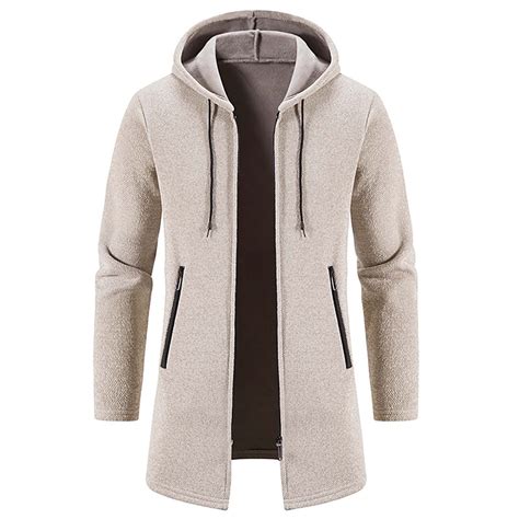 Ryrjj Fleece Sherpa Lined Hoodie Men Long Zip Up Hooded Knit Sweater Coat Warm Winter Outwears