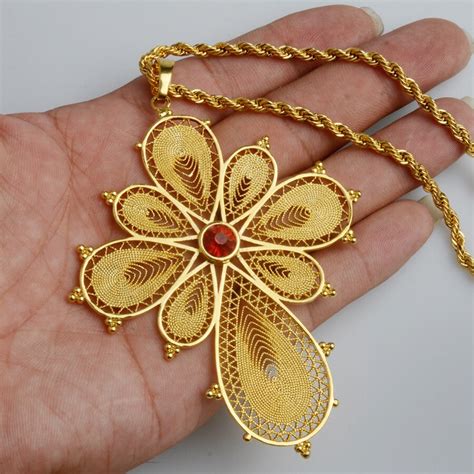 Ethiopian Big Cross Pendant Necklaces Gofaer Finds Store