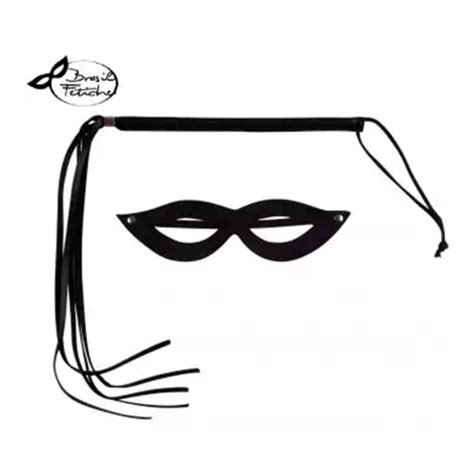 KIT DOMINATRIX MASCARA CHICOTE EM TIRAS PRETO Armazém Sex Shop Recife