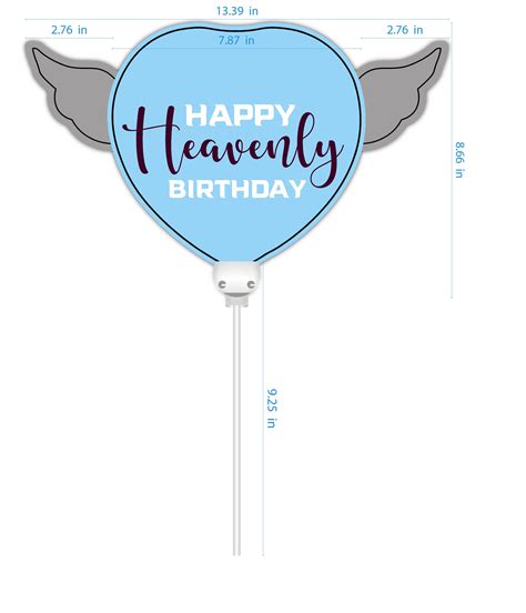 Happy Heavenly Birthday ® blue/purple balloons on a stick heart shaped ...