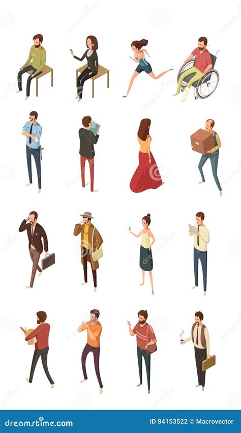 People Isometric Icons Set Stock Vector Illustration Of Disabled 84153522