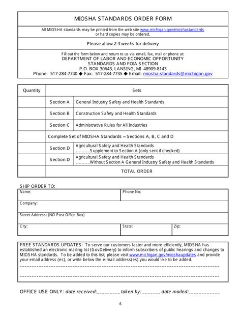 Form MIOSHA-STD-1000 Download Printable PDF or Fill Online Miosha ...