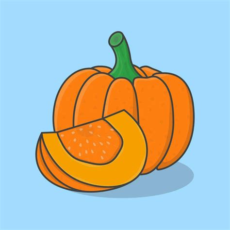 Fresh Pumpkin Cartoon Vector Illustration. Slice And Whole Of Pumpkin ...