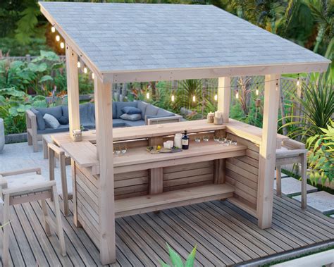 DIY outdoor bar with roof plans - DIY projects plans