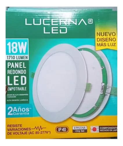 Panel Led 18w Redondo De Empotrar 6500k Lucerna MercadoLibre