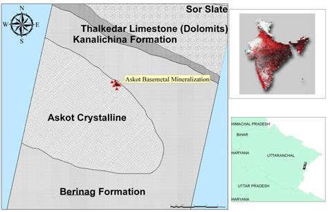 Geology map of the study area with mineral locations | Download Scientific Diagram