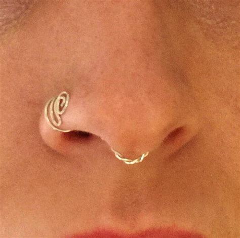 Twisted Septum Cuff In Sterling Silver 14k Yellow And Rose Gold Fill