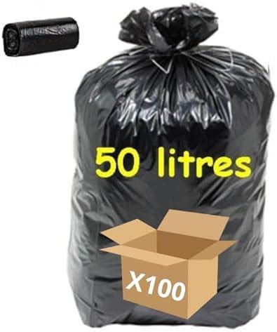 SANYGIENE Sac Poubelle 50l 100 Sacs Noirs PE recyclé Rouleaux de