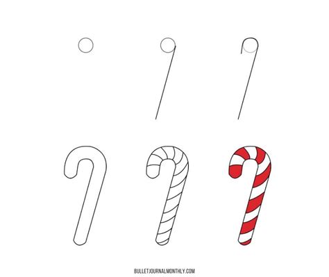 How to Draw a Candy Cane - Bullet Journal Monthly