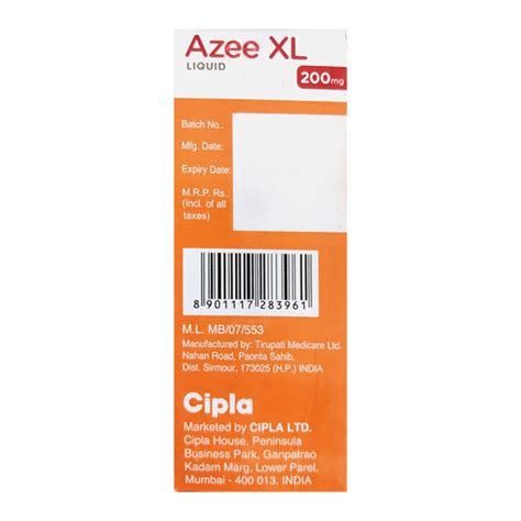 Buy AZEE XL PEPPERMINT ORANGE FLAVOUR 200mg Syrup 30ml Online At Upto