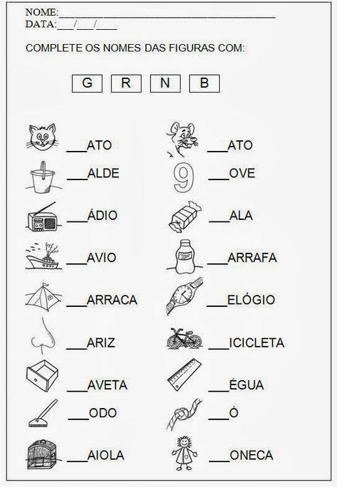 Complete A Sílaba Inicial Atividade Para Completar A Sílaba Inicial