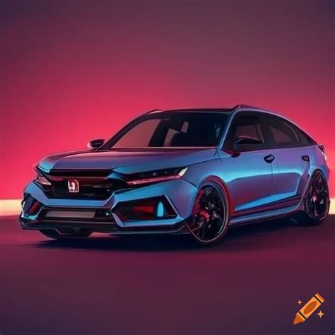 Colorful Artwork Of The 2023 Honda Civic Type R On Craiyon