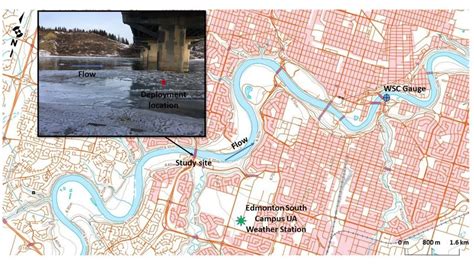 Map showing the study site on the North Saskatchewan River in Edmonton ...