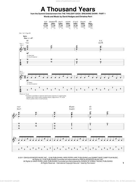 A Thousand Year Guitar Chords