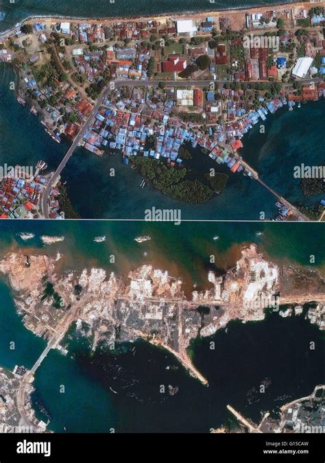 A Satellite Image Of Sumatra Indonesia Before And After The Devasting