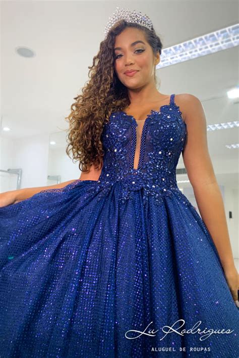 141 2 Vestido Debutante Longo Azul Marinho Lu Rodrigues