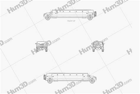 Hummer H2 Limousine 2011 Blueprint 3DModels Org