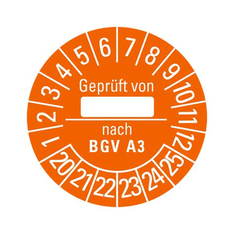 Prüfplaketten Geprüft von nach BGV A3