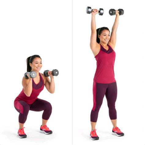 Squat To Overhead Press By Jennifer Price Exercise How To Skimble