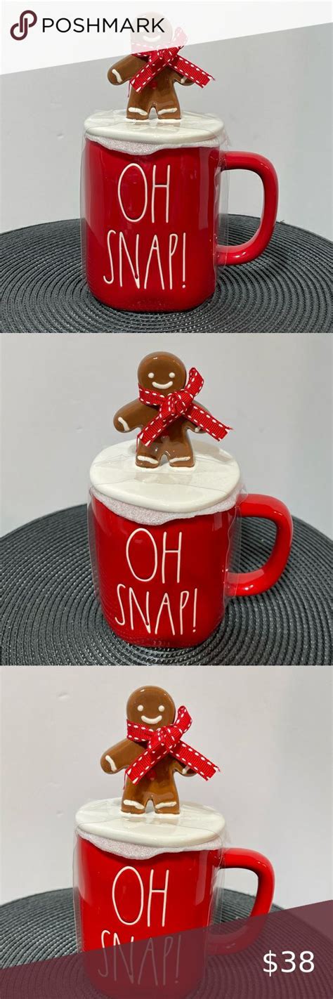 Rae Dunn Oh Snap Mug With Gingerbread Topper NWT Rae Gingerbread